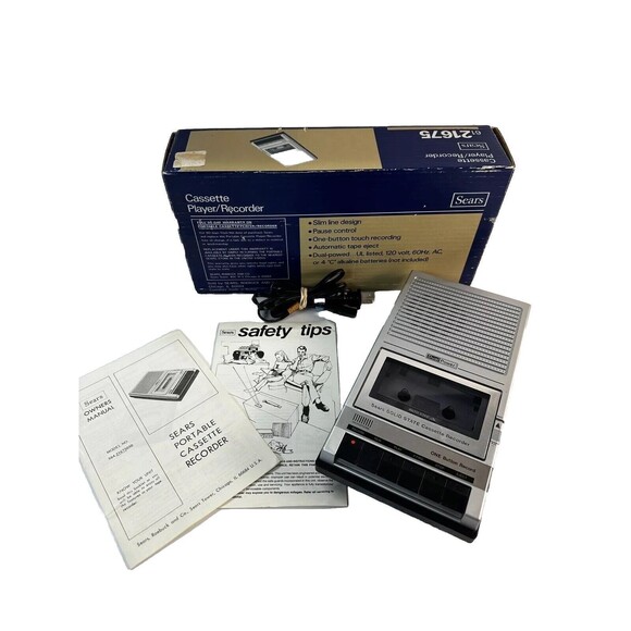 Vintage Sears Cassette Player Recorder 61 21675 Original Manuals And Box Working